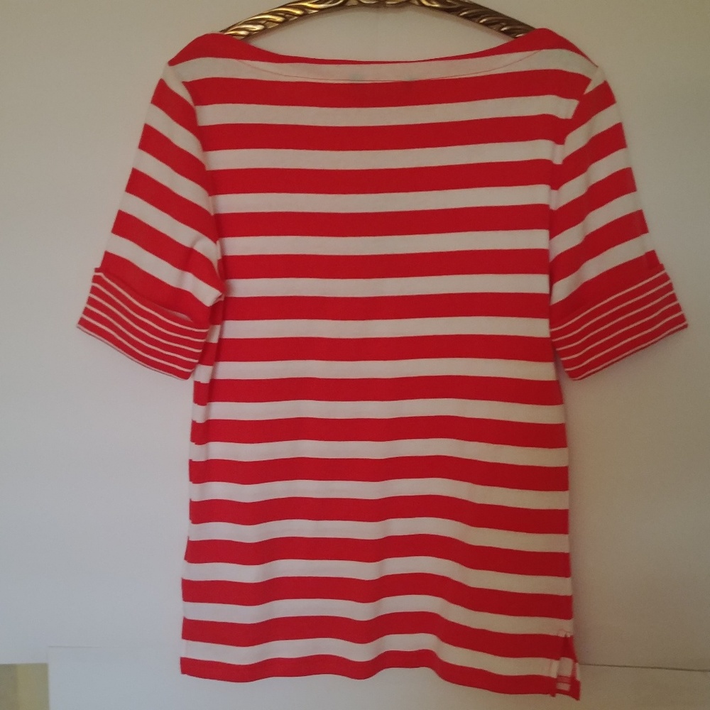 Lauren,Ralph Lauren orange/white stripe top,M - Picture 5 of 6